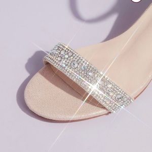 8.5 Wide Crystal Block Heel Sandals - Worn Once